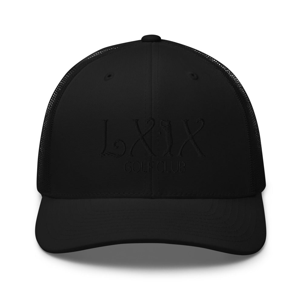 Curve Logo Trucker Hat — Mesh-Back Snapback Cap (Black Logo)