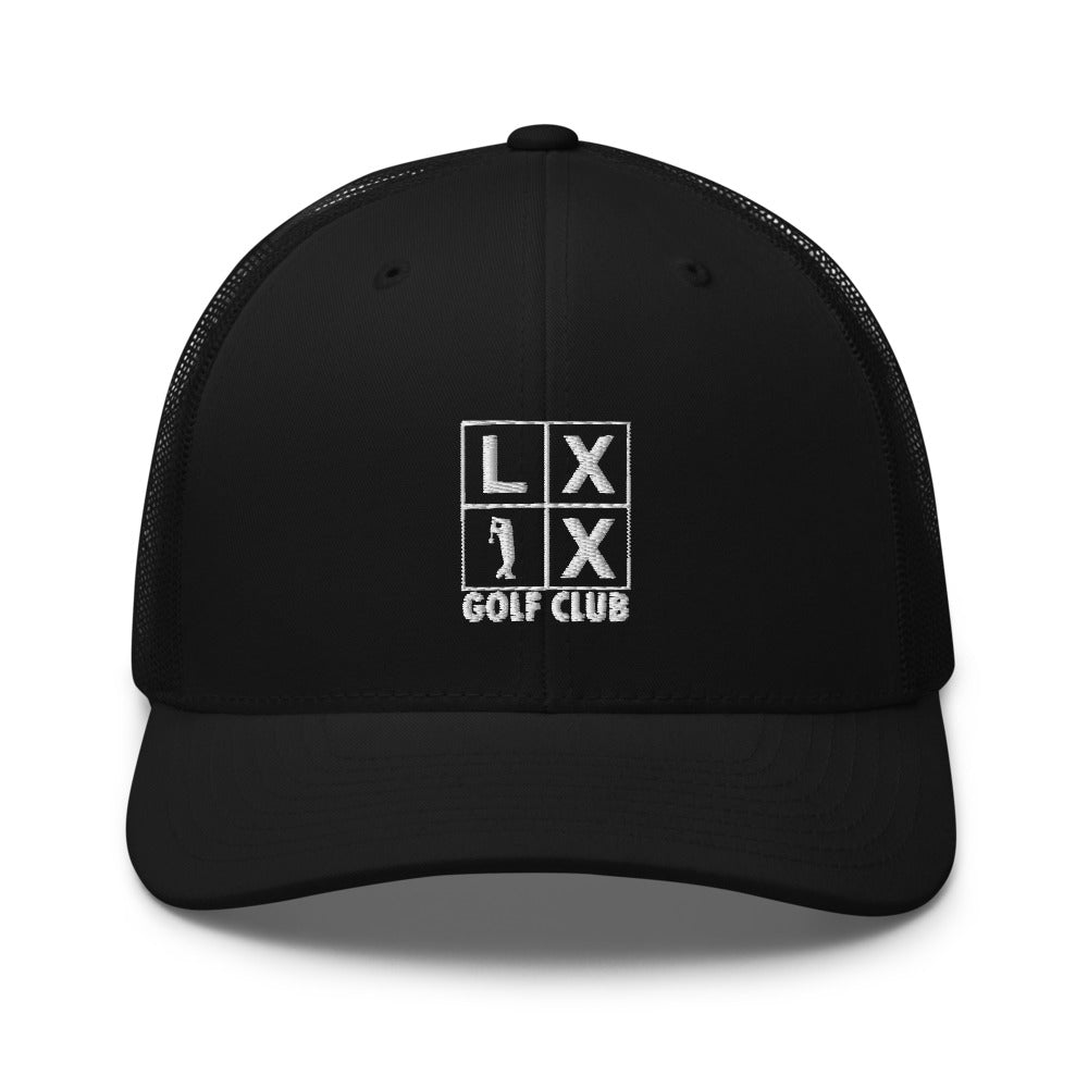 Four Box Logo Trucker Hat — Mesh-Back Snapback Cap (White Logo)