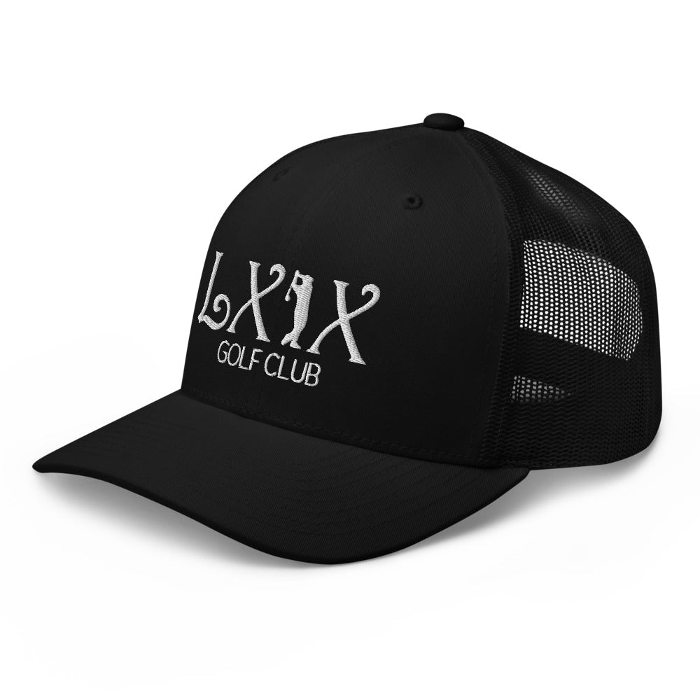 Curve Logo Trucker Hat — Mesh-Back Snapback Cap (White Logo)