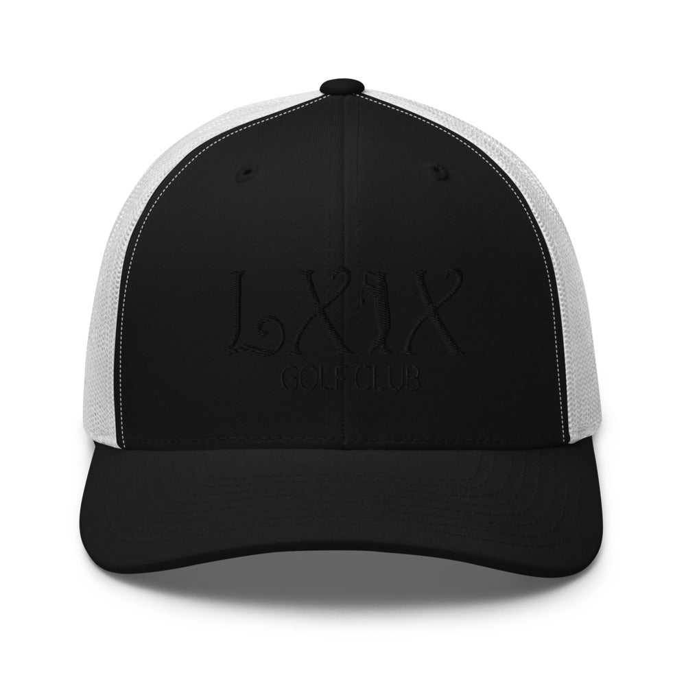 Curve Logo Trucker Hat — Mesh-Back Snapback Cap (Black Logo)