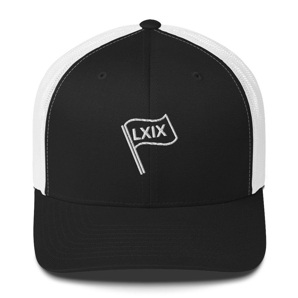 LXIX Flag Trucker Hat — Mesh-Back Snapback Cap