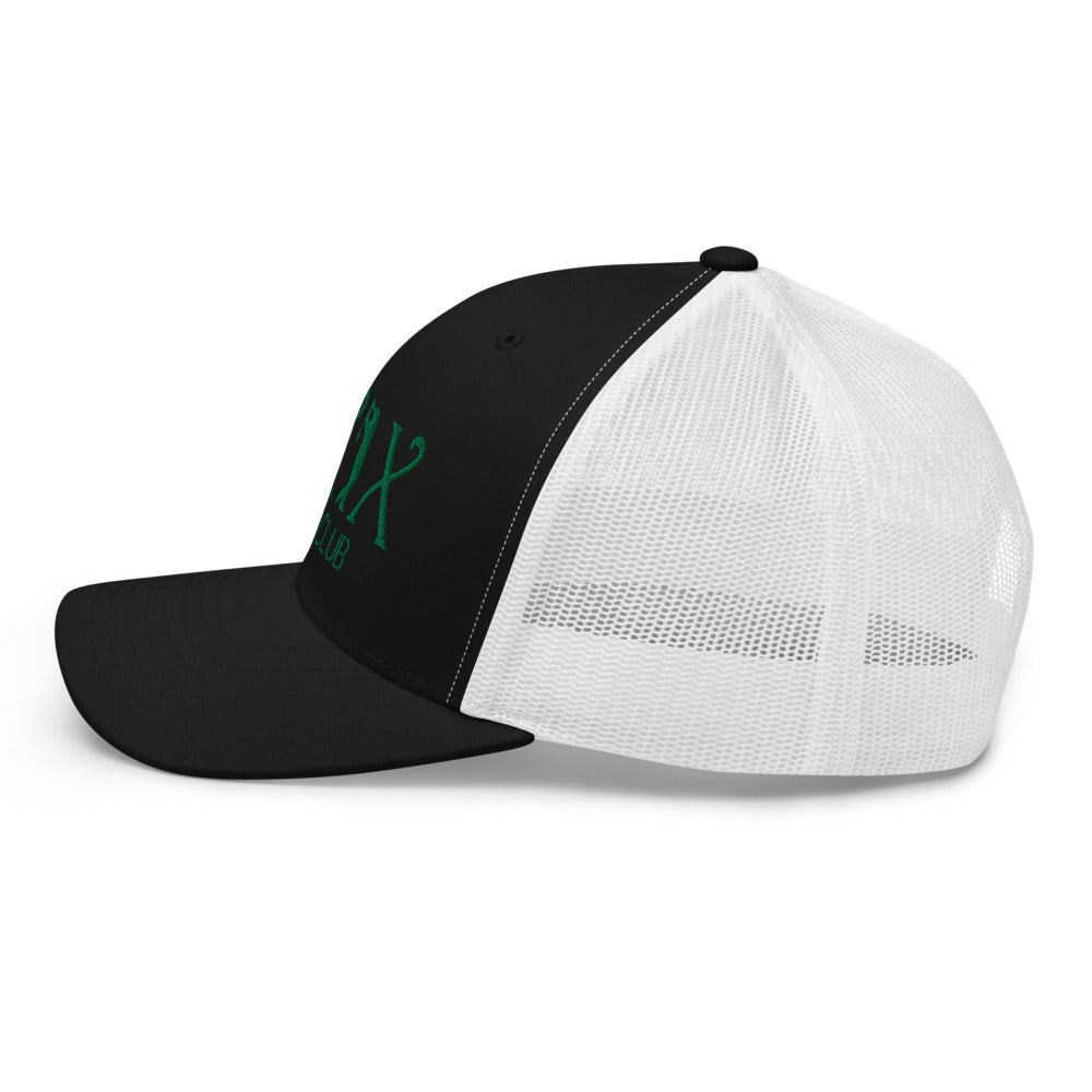 Curve Logo Trucker Hat — Mesh-Back Snapback Cap (Green Logo)