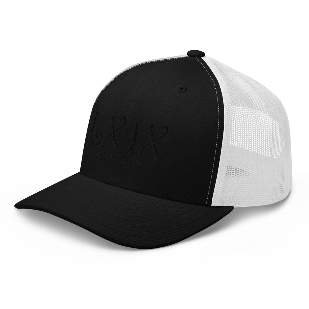 Curve Logo Trucker Hat — Mesh-Back Snapback Cap (Black Logo)