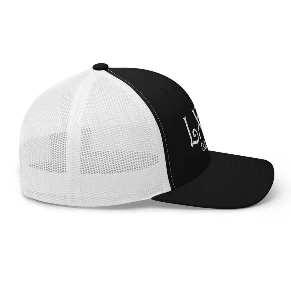 Curve Logo Trucker Hat — Mesh-Back Snapback Cap (White Logo)