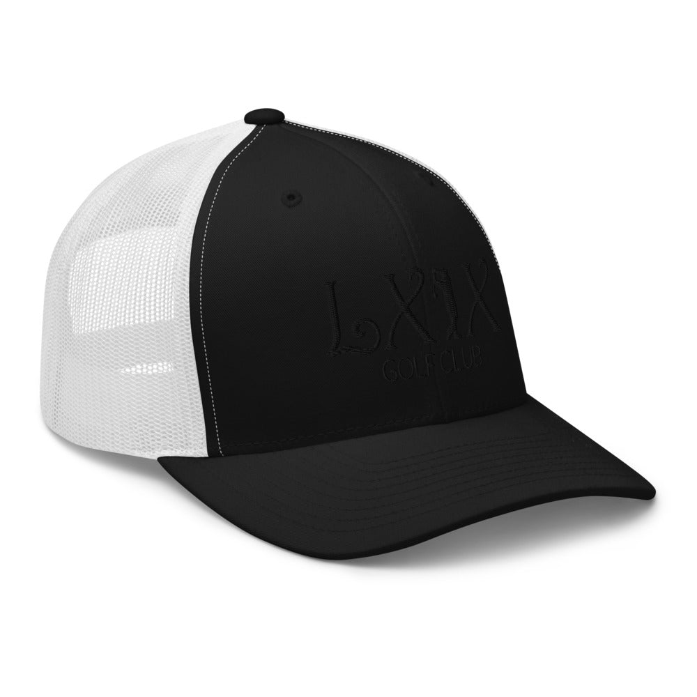 Curve Logo Trucker Hat — Mesh-Back Snapback Cap (Black Logo)