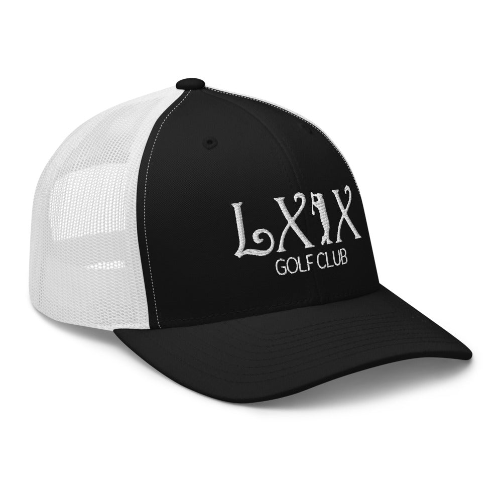 Curve Logo Trucker Hat — Mesh-Back Snapback Cap (White Logo)