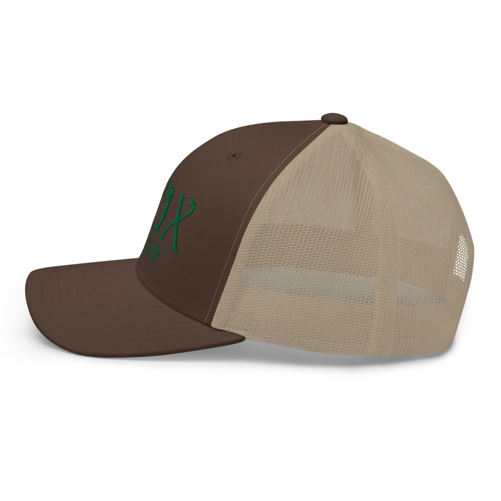 Curve Logo Trucker Hat — Mesh-Back Snapback Cap (Green Logo)