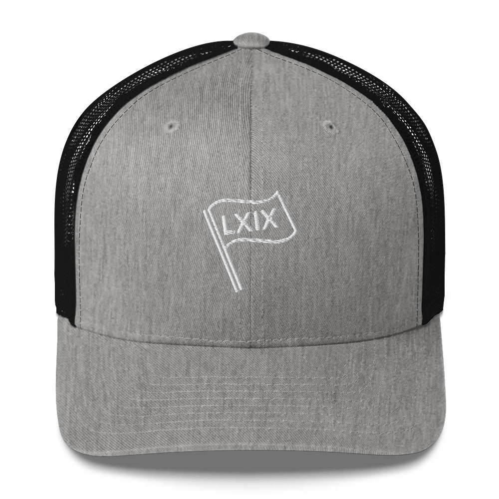 LXIX Flag Trucker Hat — Mesh-Back Snapback Cap