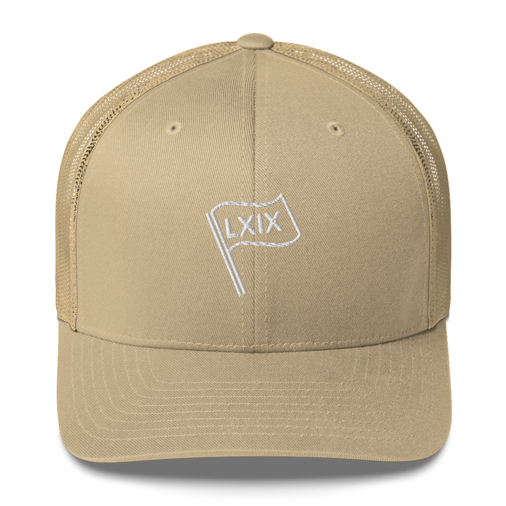 LXIX Flag Trucker Hat — Mesh-Back Snapback Cap