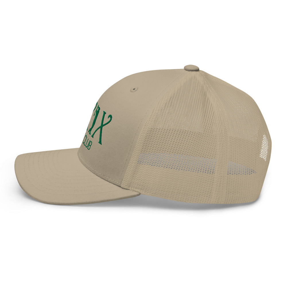Curve Logo Trucker Hat — Mesh-Back Snapback Cap (Green Logo)