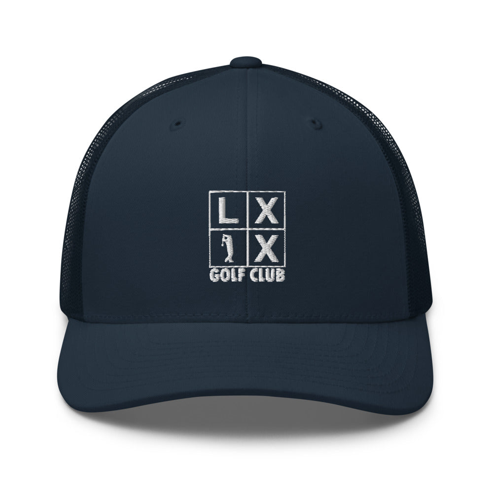 Four Box Logo Trucker Hat — Mesh-Back Snapback Cap (White Logo)