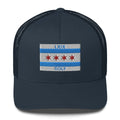 Chicago Flag Golf Trucker Hat — Mesh-Back Snapback Cap