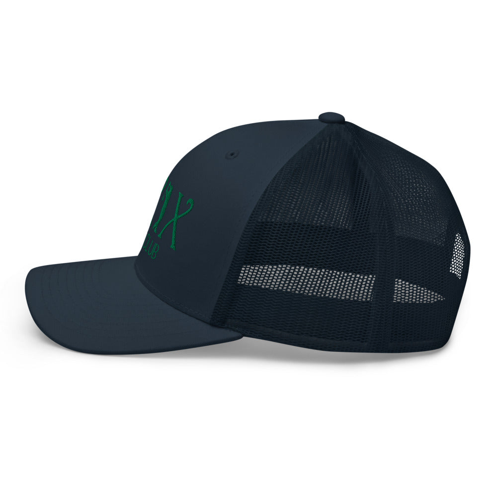 Curve Logo Trucker Hat — Mesh-Back Snapback Cap (Green Logo)