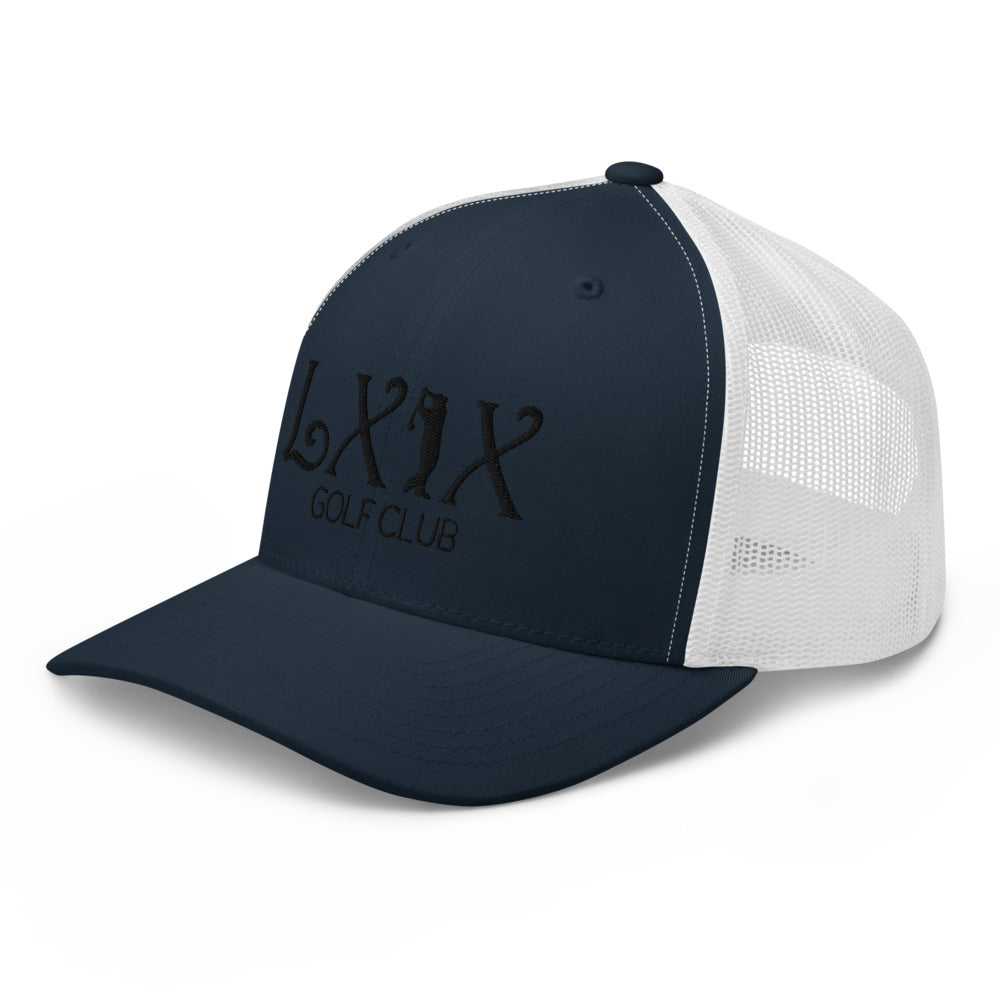 Curve Logo Trucker Hat — Mesh-Back Snapback Cap (Black Logo)
