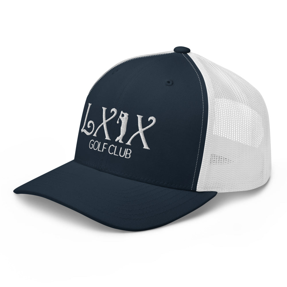 Curve Logo Trucker Hat — Mesh-Back Snapback Cap (White Logo)
