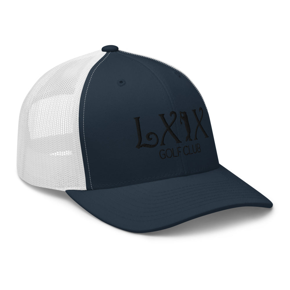 Curve Logo Trucker Hat — Mesh-Back Snapback Cap (Black Logo)