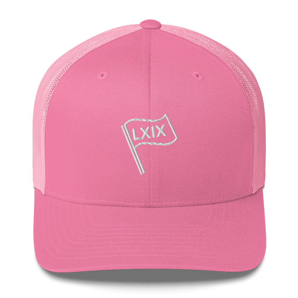 LXIX Flag Trucker Hat — Mesh-Back Snapback Cap