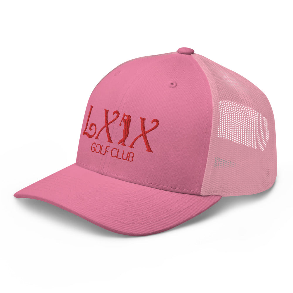 Curve Logo Trucker Hat — Mesh-Back Snapback Cap (Red Logo)