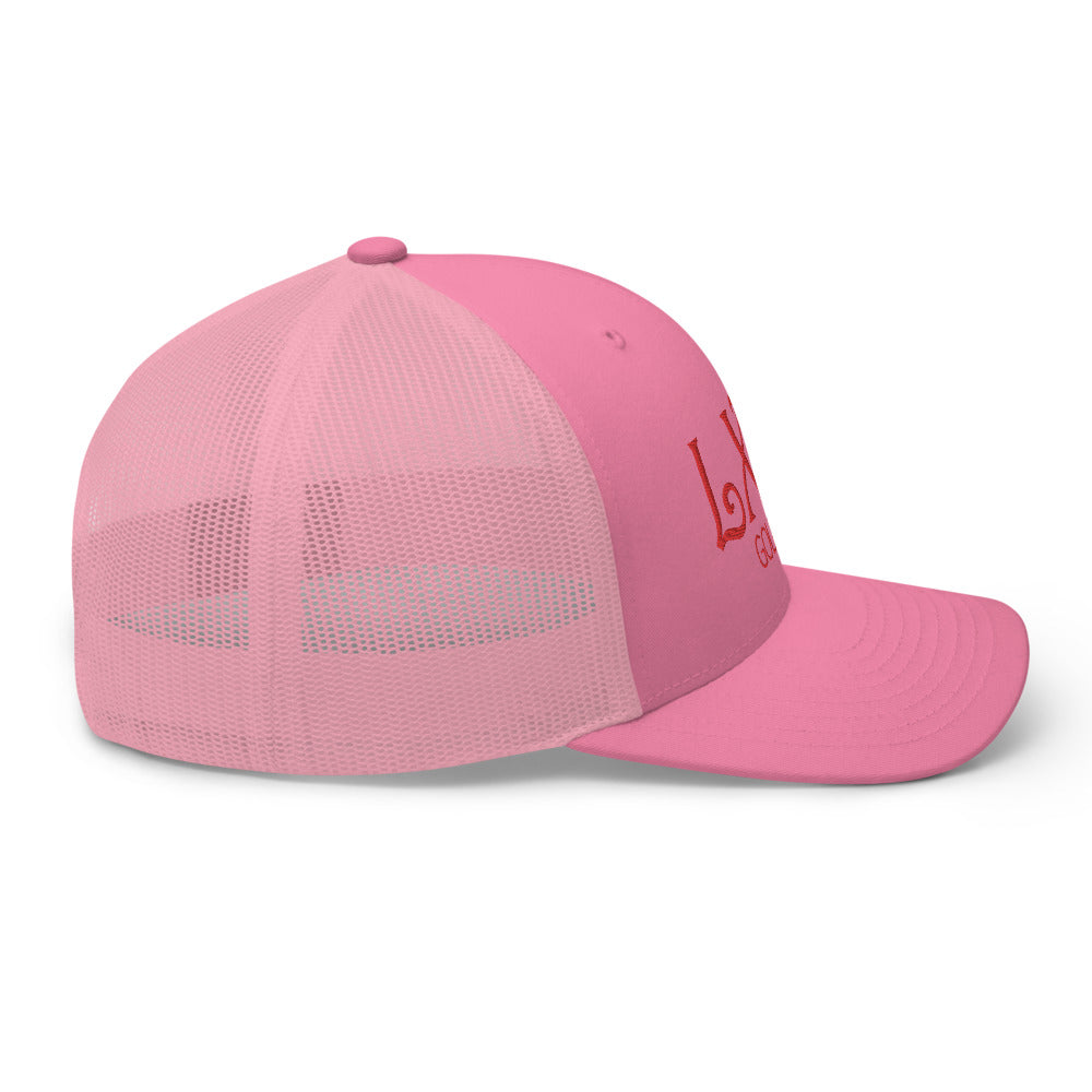 Curve Logo Trucker Hat — Mesh-Back Snapback Cap (Red Logo)