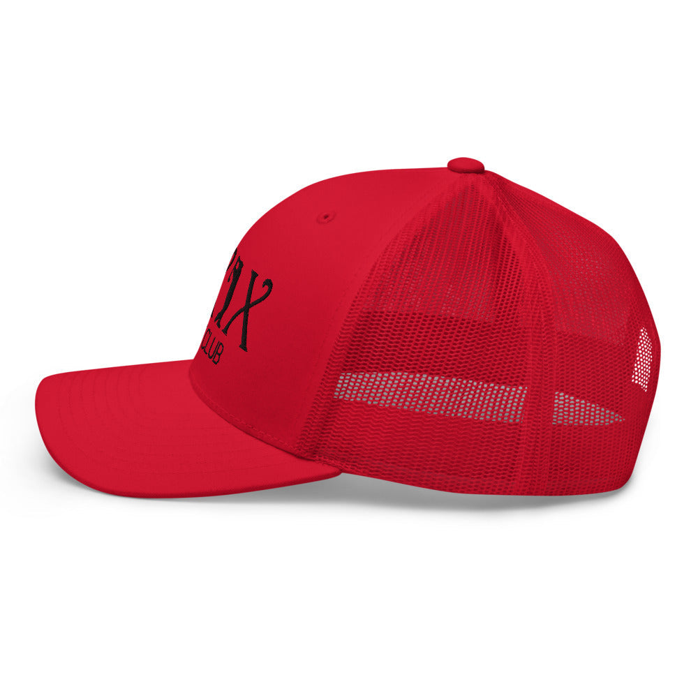 Curve Logo Trucker Hat — Mesh-Back Snapback Cap (Black Logo)
