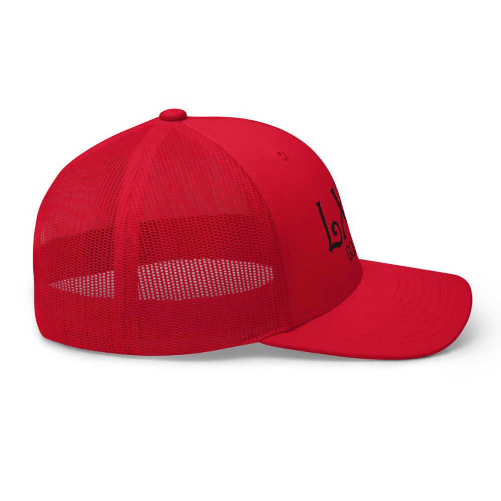 Curve Logo Trucker Hat — Mesh-Back Snapback Cap (Black Logo)