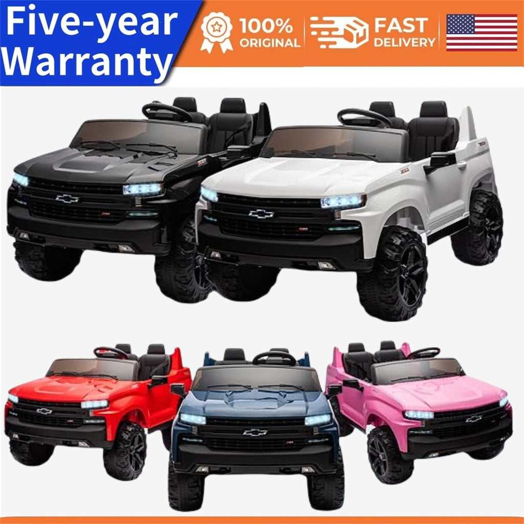 24V 2-Seater Ride-On Truck with 3 Speeds, Music, and LED Lights - Licensed Chevrolet Silverado