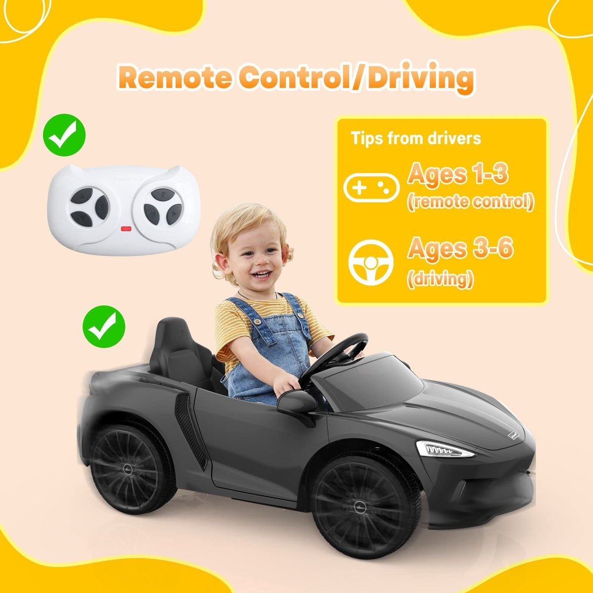 12V Licensed McLaren Battery-Powered Kids Ride-On Sports Car with 2 Speeds