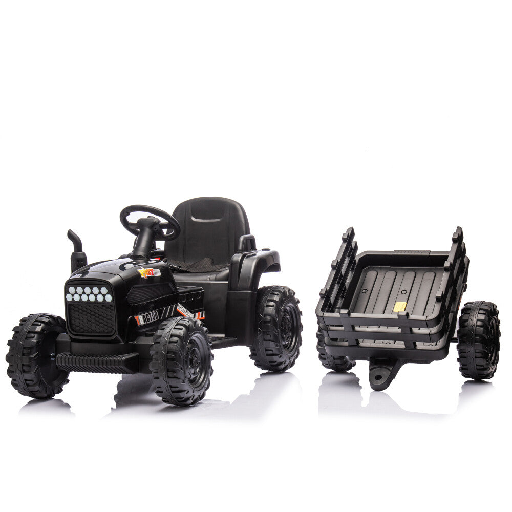 24V Battery-Powered Electric Ride-On Tractor with Trailer and Dual 200W Motors