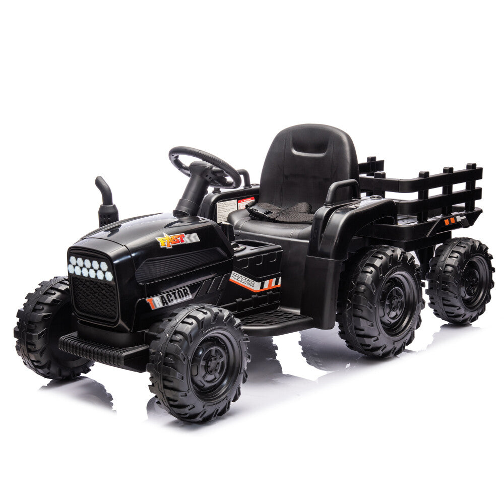 24V Battery-Powered Electric Ride-On Tractor with Trailer and Dual 200W Motors