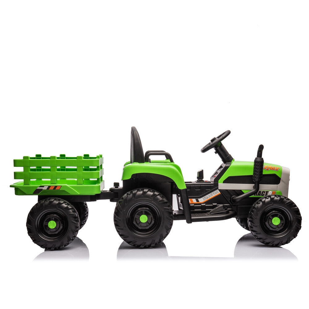 24V Battery-Powered Electric Ride-On Tractor with Trailer Toy