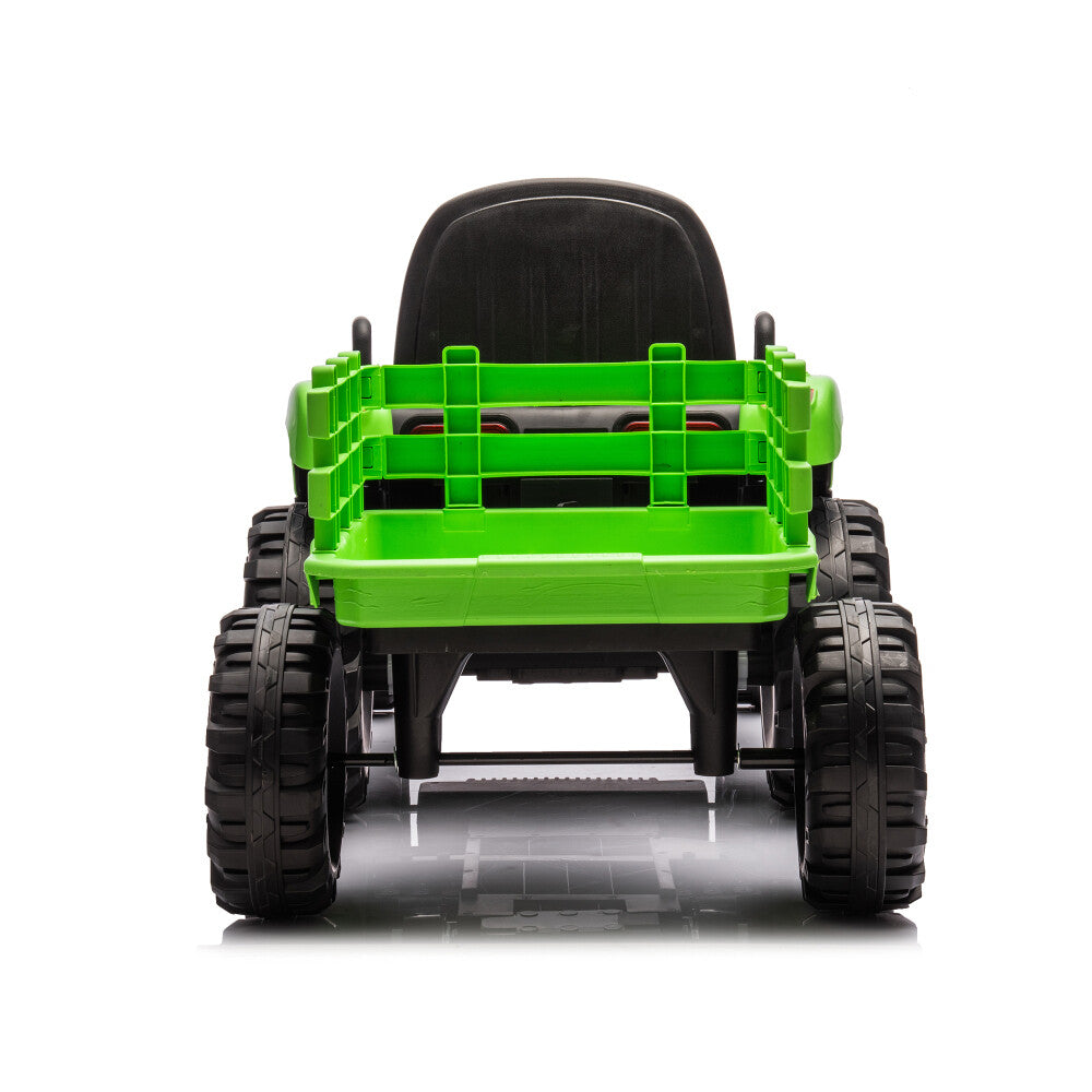 24V Battery-Powered Electric Ride-On Tractor with Trailer Toy