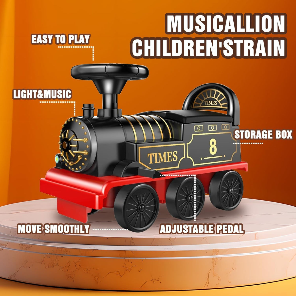 Electric Ride-On Train Set with Track, 2-Seater, Cargo Car, Music and Lights