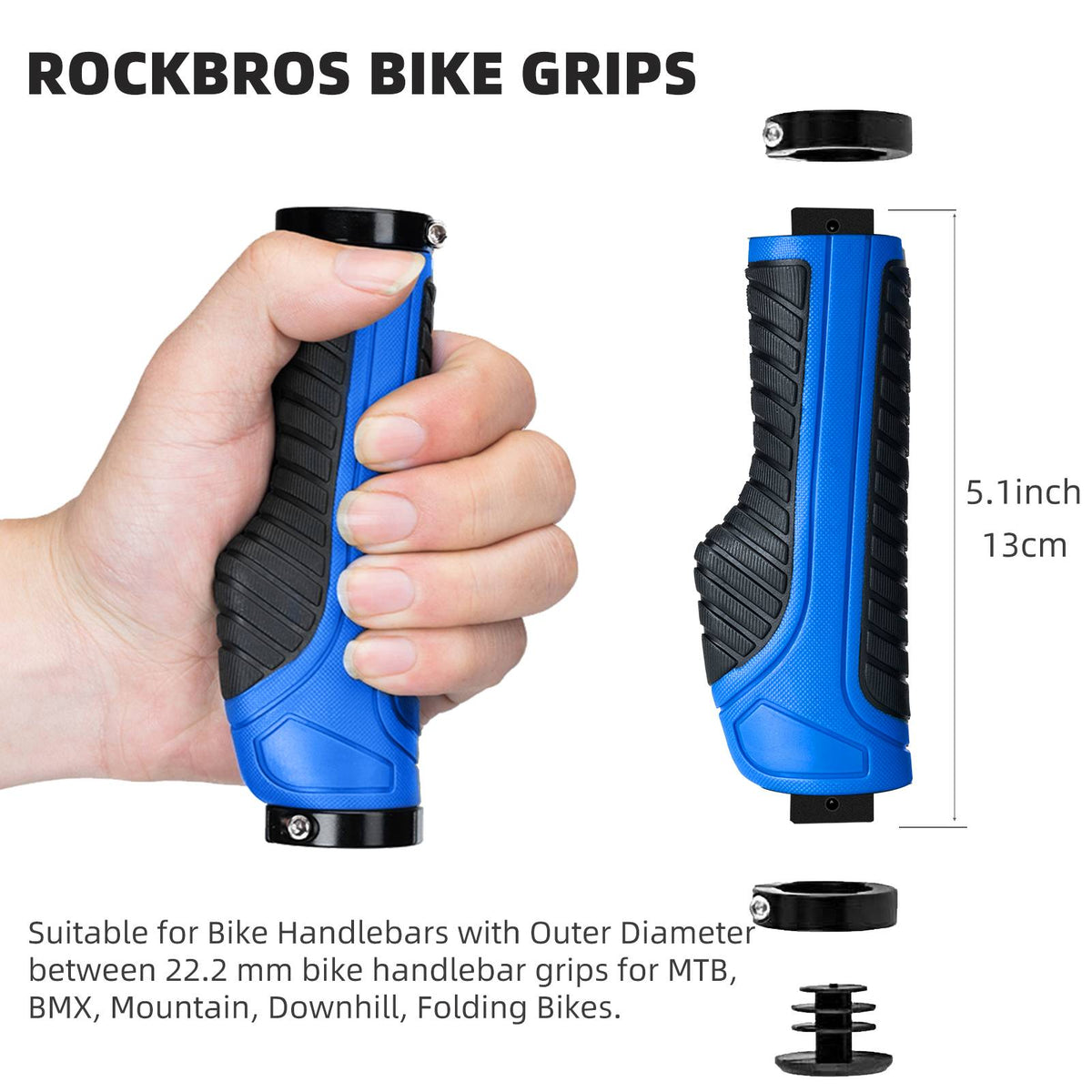 Bike Handle Grips with Double Lock-On Clamps – Aluminum Ends for MTB & BMX