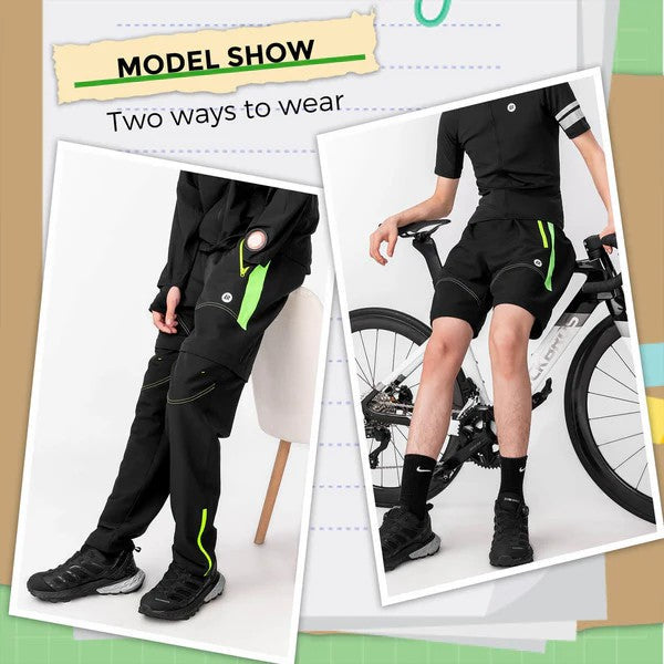 Men's 3-in-1 Convertible Cycling Pants With Padded