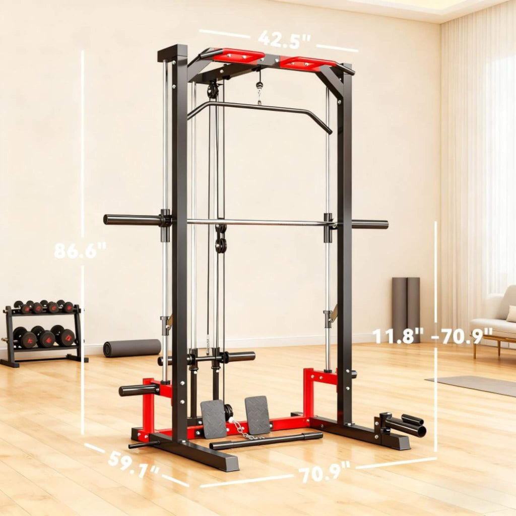 All-In-One Home Gym Squat Rack With Pull Up And Lat System (SAK95431)
