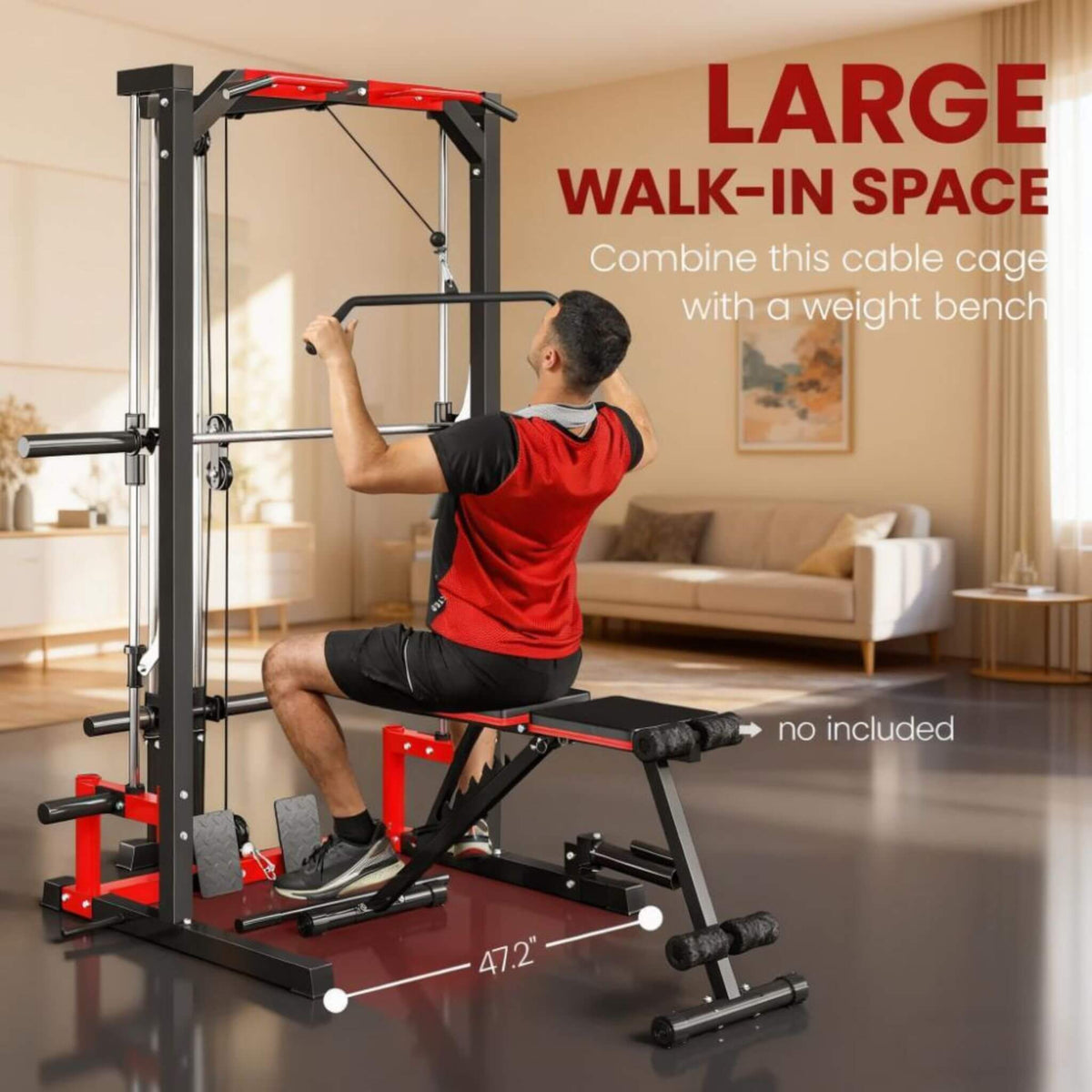All-In-One Home Gym Squat Rack With Pull Up And Lat System (SAK95431)