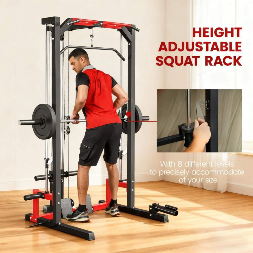 All-In-One Home Gym Squat Rack With Pull Up And Lat System (SAK95431)