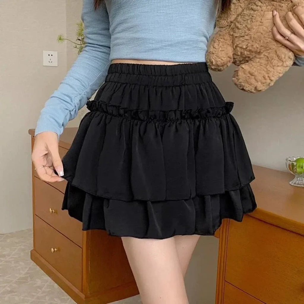 Ruffle Tiered Skirt – Kawaii Y2K Harajuku High Waist Mini Skirt