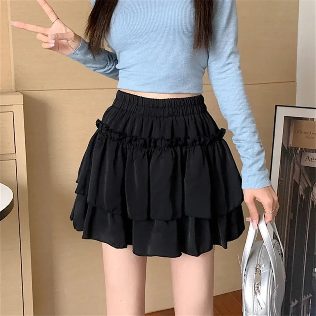 Ruffle Tiered Skirt – Kawaii Y2K Harajuku High Waist Mini Skirt