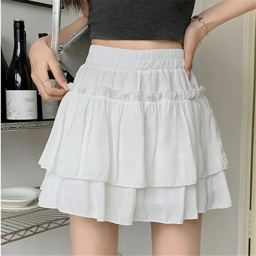 Ruffle Tiered Skirt – Kawaii Y2K Harajuku High Waist Mini Skirt