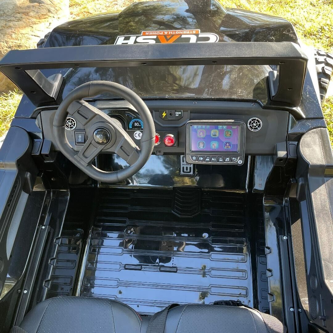 24V Clash Touchscreen TV Mega Buggy Kids Side-by-Side – Adjustable Seat, Rubber Tires