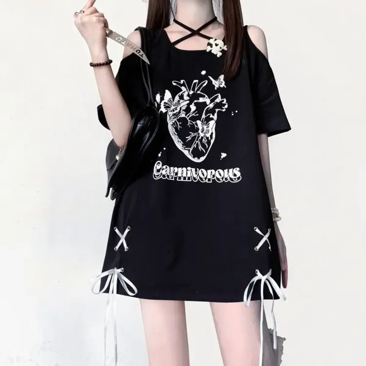Off Shoulder Bow T-Shirt