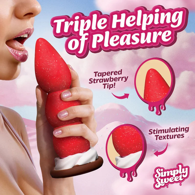Simply Sweet Strawberry Sweet Cream Silicone Dildo