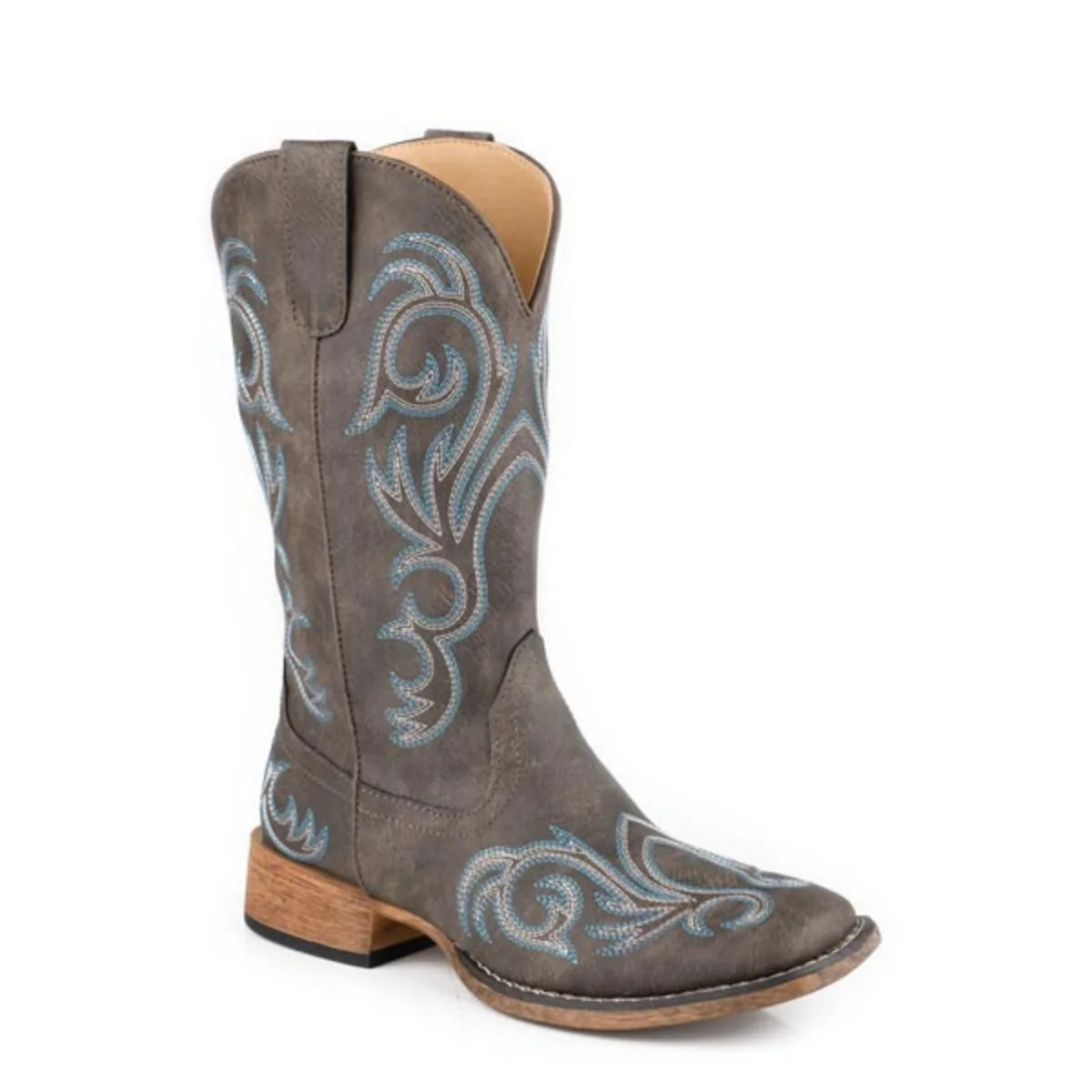 Roper Riley Square (Brown) - Women's Suede Cowgirl Boot