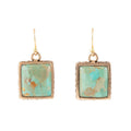Squared Up Blue Turquoise Golden Drop Earrings