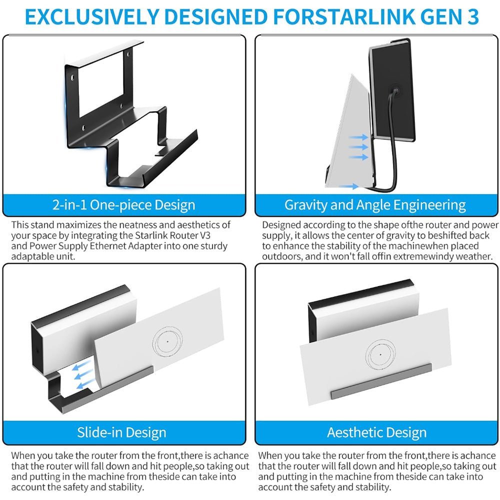 Starlink Gen 3 Router Mount | All-in-One Metal Wall Mount Kit