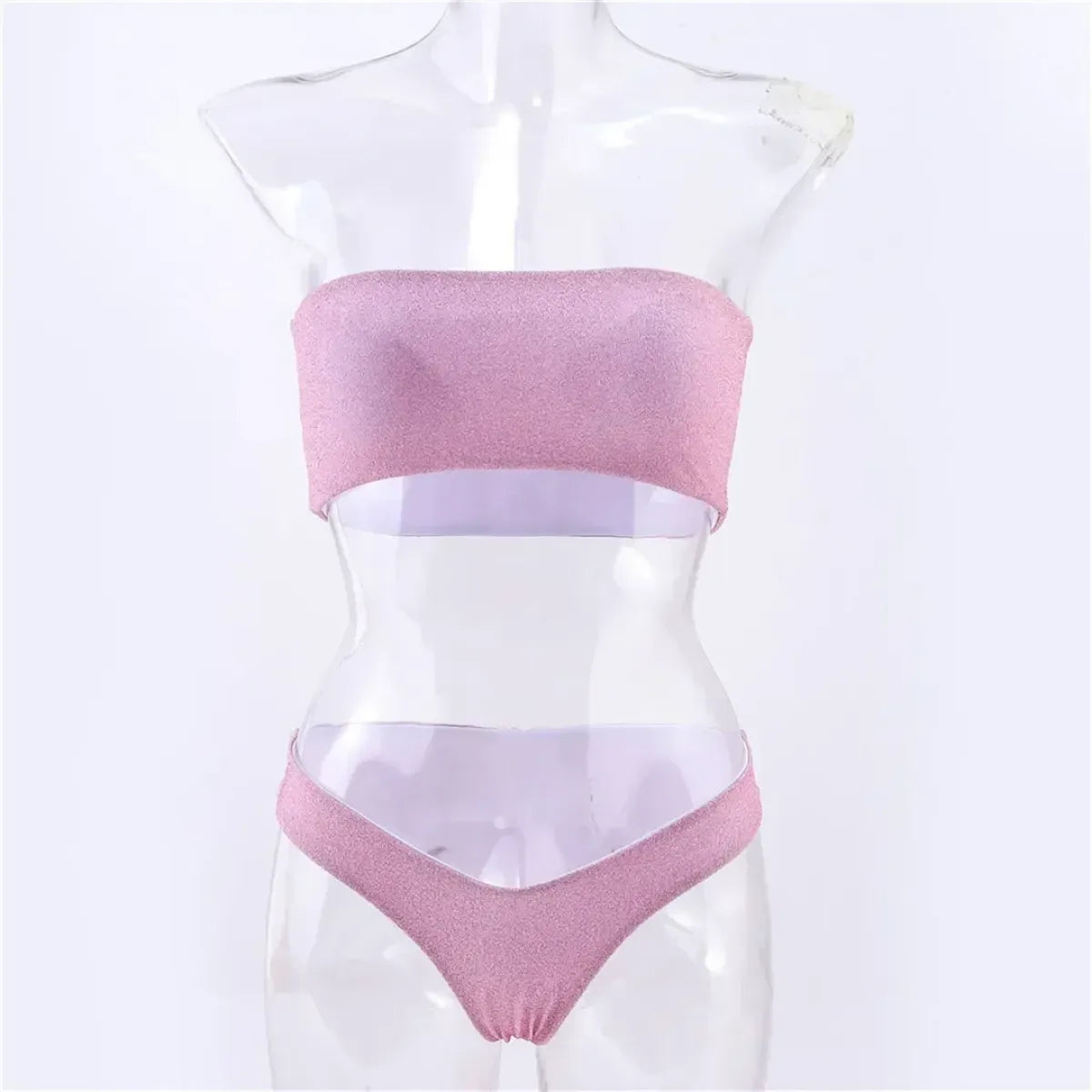 Glitter Strapless Bikini Set – Shiny Sparkle Beachwear 2025