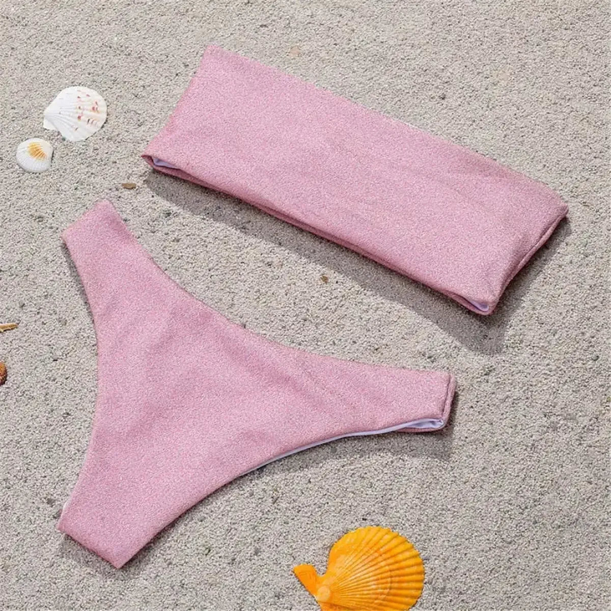 Glitter Strapless Bikini Set – Shiny Sparkle Beachwear 2025