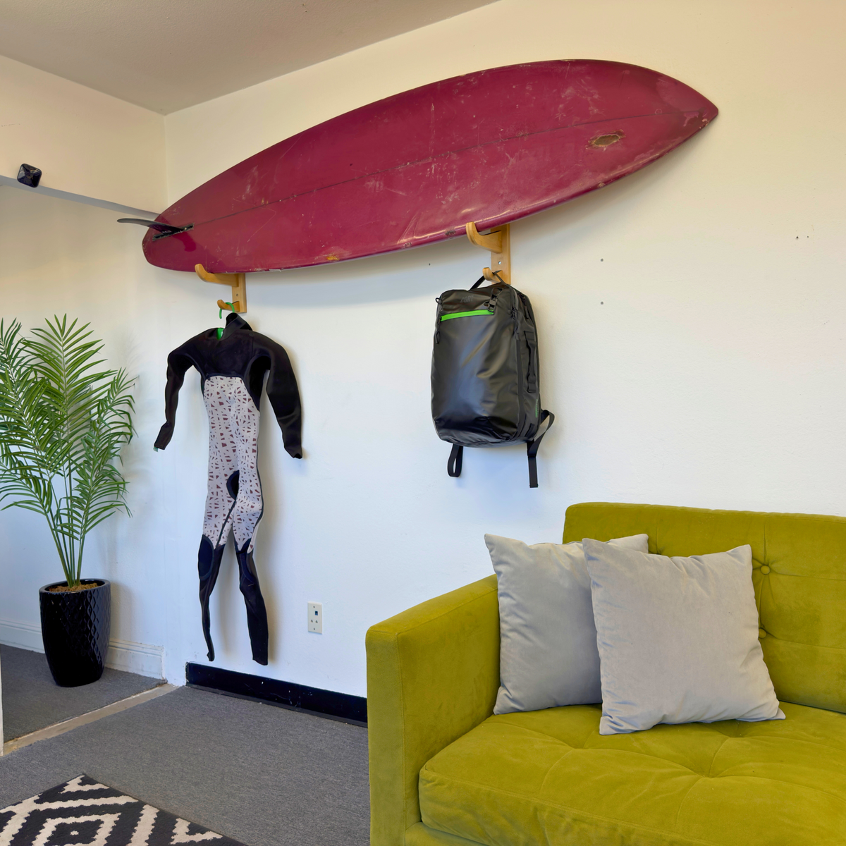 Bamboo SUP Wall Mount with Paddle Rack