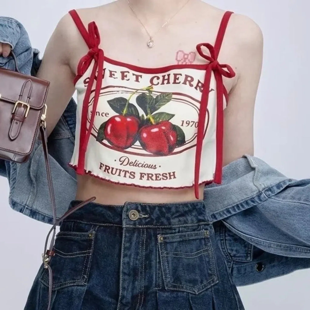 Japanese Sweet Cherry Crop Top